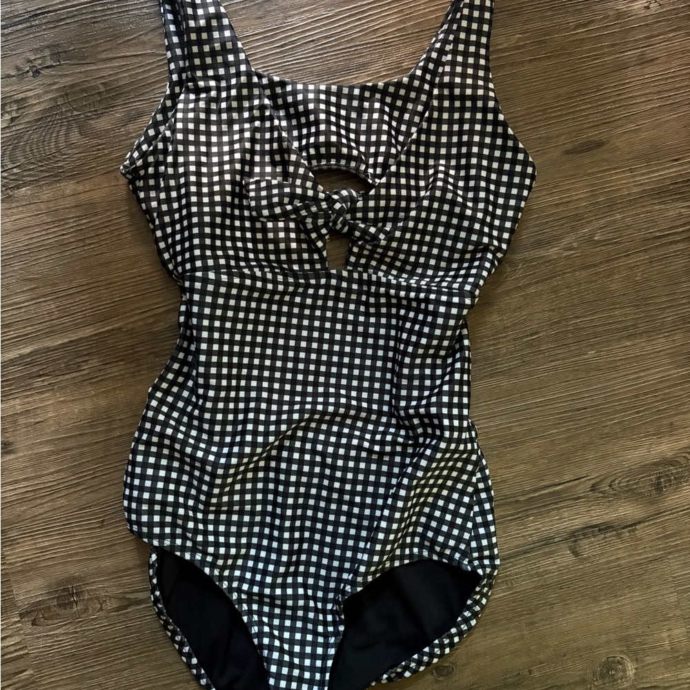 Albion Black and White Gingham One-Piece Swimsuit size S